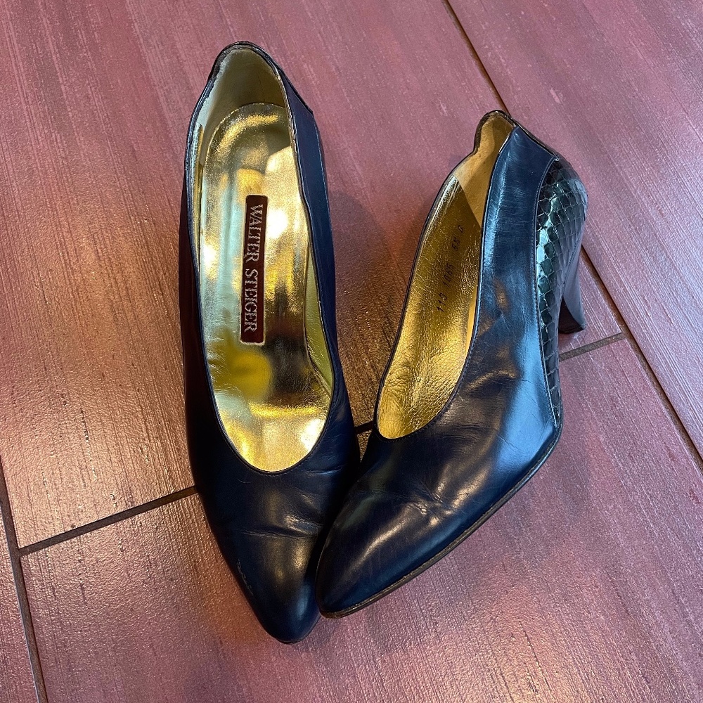 Walter Steiger leather/snakeskin pump